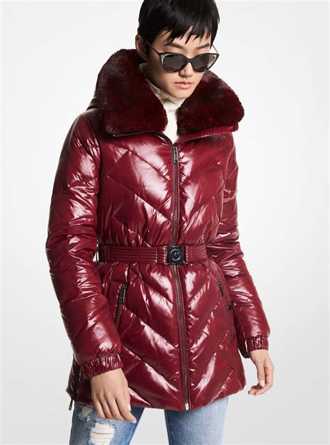 michael kors nylon puffer coat|Michael Kors winter puffer coat.